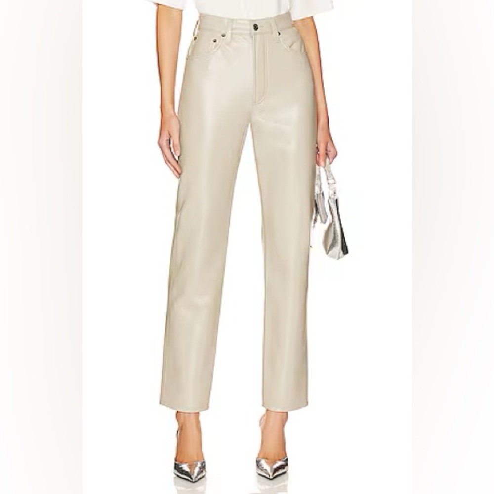 AGolde 90s high waist recycled leather jeans in Ivory - Picture 4 of 7